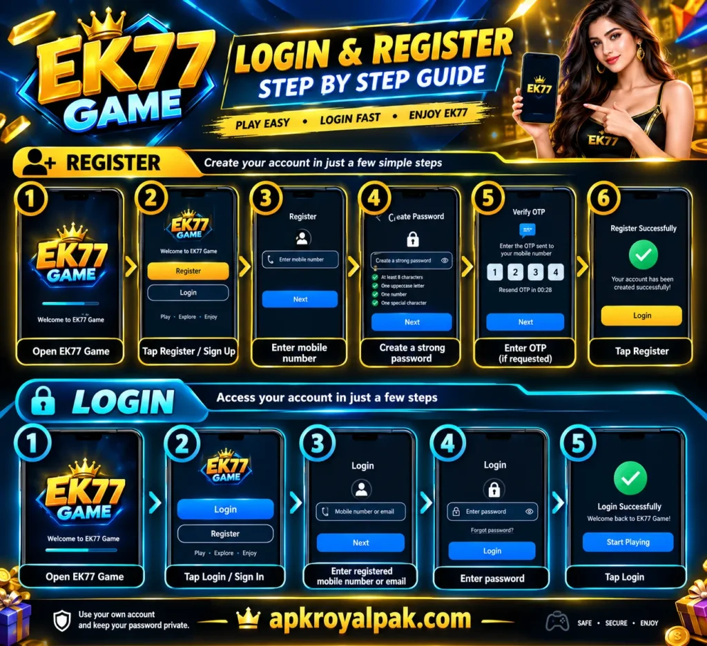 EK77 Game login and registration
