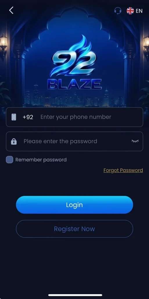 92Blaze Game login register image