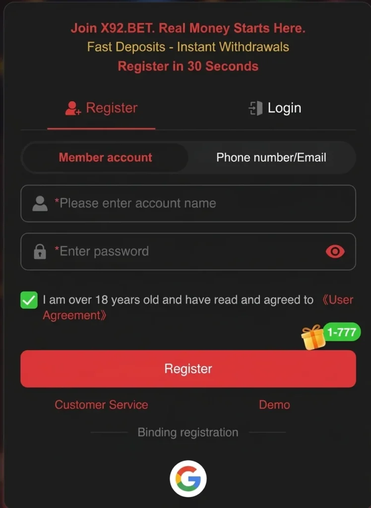 X92 Game login register image