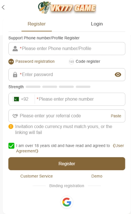 VK777 Game Login Register image